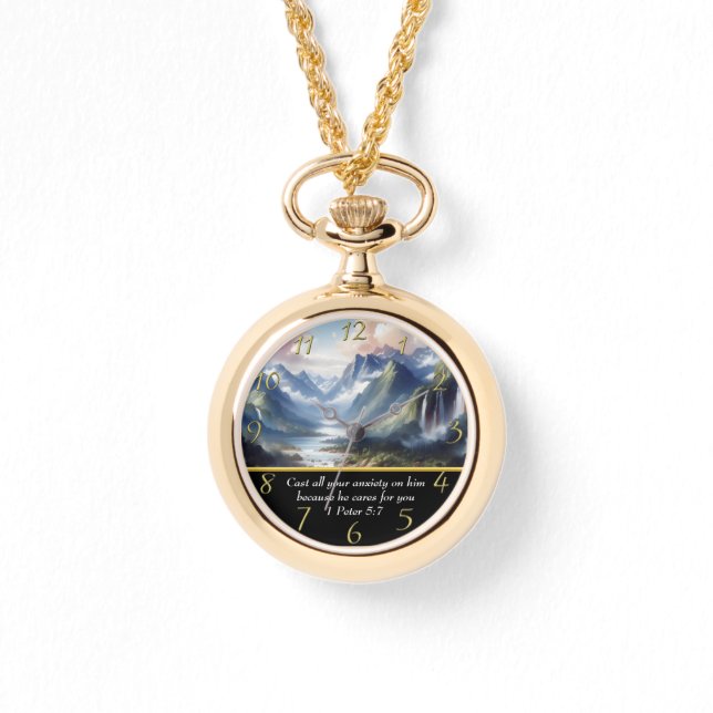 1 Peter 5:7 moutain lake  Watch (Front)