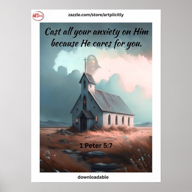 1 Peter 5:7 Poster (Front)