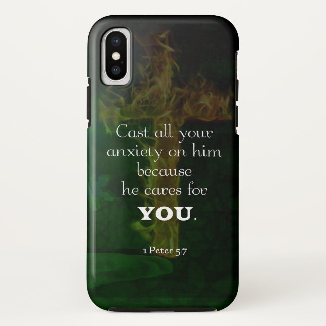 1 Peter 5:7 Uplifting Bible Verses Quote Case-Mate iPhone Case (Back)