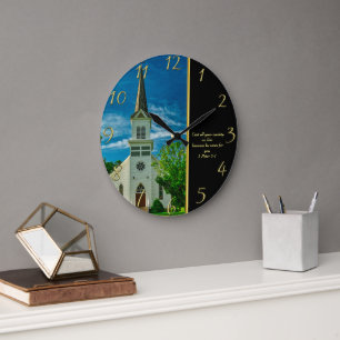 1 Peter 5:7 White Church Large Clock
