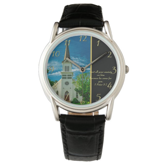 1 Peter 5:7 White Church   Watch (Front)