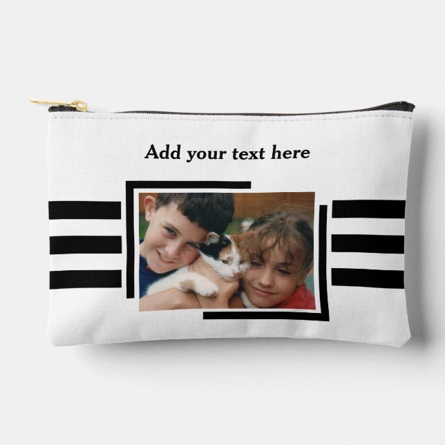 1 photo add text black white accessory pouch (Front)