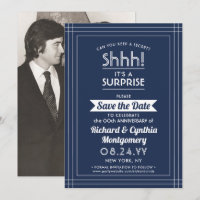 1 Photo Anniversary Surprise Party Navy Blue White
