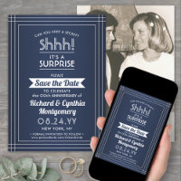 1 Photo Anniversary Surprise Party Navy Blue White