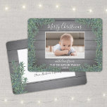 1 Photo Any Text Modern Farmhouse Greenery & Wood Holiday Card<br><div class="desc">Send stylish joyful greetings and share a favourite picture with a custom photo holiday card. All text on this template is simple to personalize to include any wording, such as Merry Christmas, Happy Holidays, Seasons Greetings, New Year Cheers etc. (IMAGE PLACEMENT TIP: An easy way to centre a photo exactly...</div>