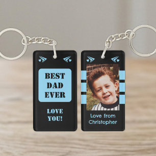 1 photo best dad ever love you black blue keychain