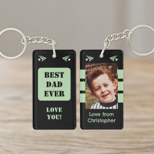 1 photo best dad ever love you black green keychain