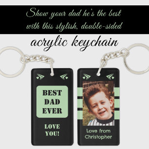 1 photo best dad ever love you black green keychain