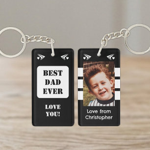 1 photo best dad ever love you black white keychain