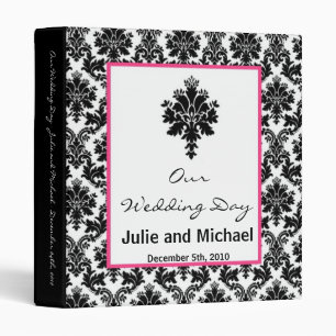 1" Photo Binder Scrapbook Black Hot Pink Damask