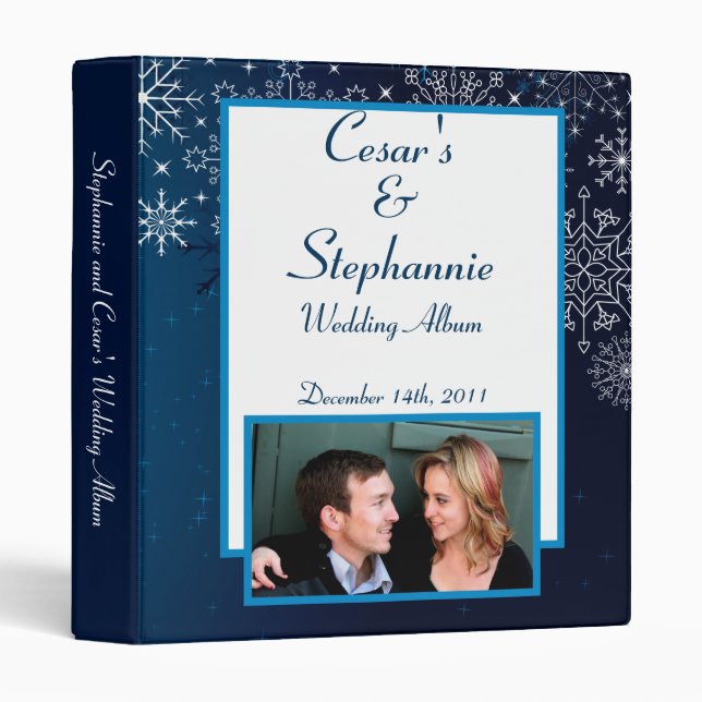 1" Photo Binder Scrapbook Blue Star and Snowflakes (Front/Spine)