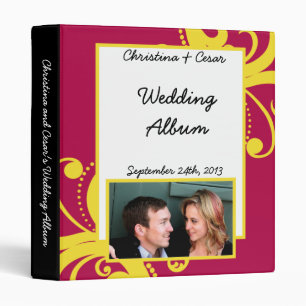 1" Photo Binder Scrapbook Hot Pink/Yellow Swirls D