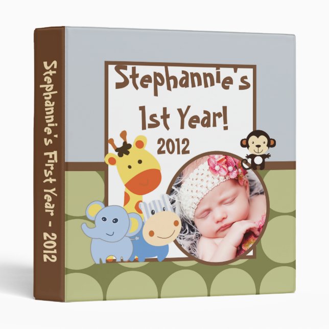 1" Photo Binder Scrapbook Jungle Play (Front/Spine)