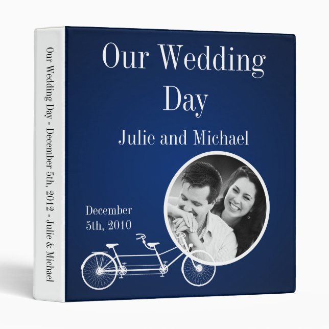 1" Photo Binder Scrapbook Navy Blue Double Bike (Front/Spine)