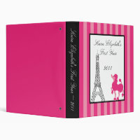1" Photo Binder Scrapbook Pink Poodle Paris Eiffel