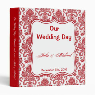 1" Photo Binder Scrapbook Red White Damask Lace