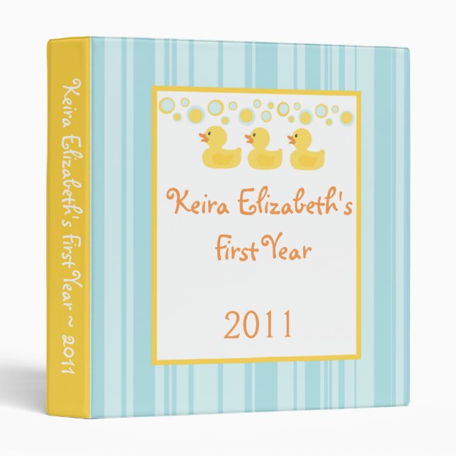 1" Photo Binder Scrapbook Rubber Ducky Bubbles (Front/Spine)