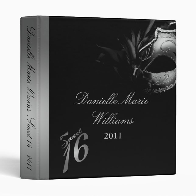 1" Photo Binder Scrapbook Sweet 16 Silver Black (Front/Spine)