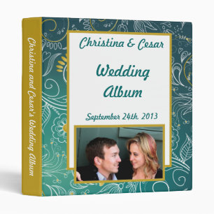 1" Photo Binder Scrapbook Teal/Yellow Mustard Flor