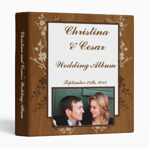 1" Photo Binder Scrapbook Wooden Plank Floral Wedd