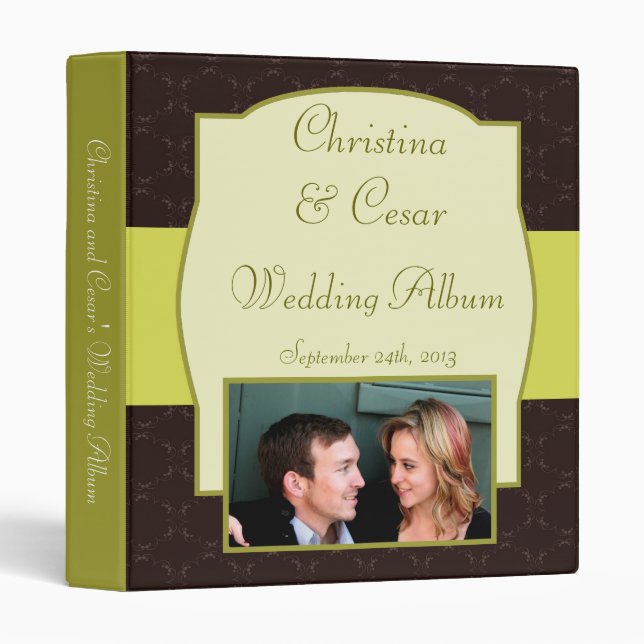 1" Photo Classeur Scrapbook Light/Olive Green Chan (Devant/Côté)