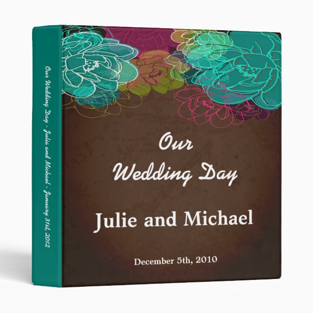 1" Photo Classeur Scrapbook Neon Spring Floral Flo (Devant/Côté)