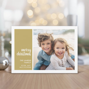 1 Photo Collage Minimal Christmas gold Christmas Holiday Card