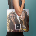 1 Photo Collage Optional Custom Monogram Tote Bag<br><div class="desc">You can use Instagram photos for this design. Use three square photos to create a unique and personal gift. Or you can keep the hipster puppy and make a trendy keepsake. If you need to adjust the pictures,  click on the customize tool to make changes.</div>