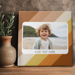 1 Photo Collage - text - Retro Stripes Warm Colour Tile<br><div class="desc">Use a horizontal or selfie phone photo to create a unique and personal gift. A place to add text within a white rounded corner border. If you need to adjust the pictures,  click on the customize tool to make changes.</div>