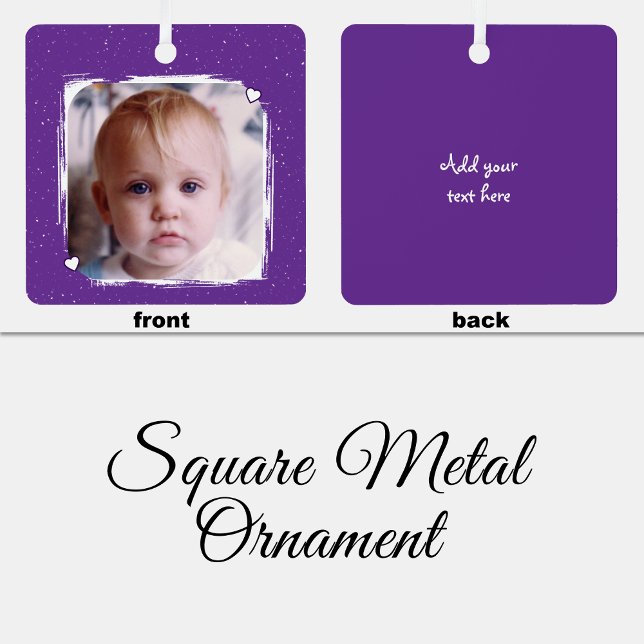 1 photo custom text keepsake purple metal ornament (Creator Uploaded)