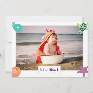 1 Photo Cute Modern We've Moved Christmas at Beach Announcement