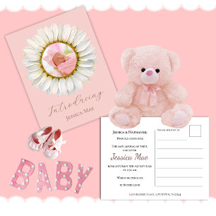 1 Photo Daisy Birth Announcement Postcard