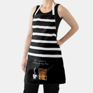 1 photo dog coffee lover stripes black white apron