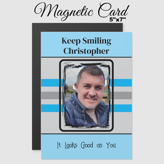 1 photo garder sourire carte magnétique bleue (Créateur téléchargé)