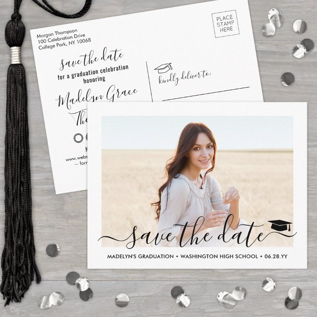 1 Photo Graduation Écriture Moderne Carte de Faire (Créateur téléchargé)