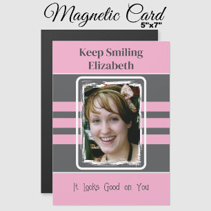 1 photo keep smiling pink magnetic card