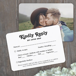 1 Photo Meal Options Retro Typography Wedding RSVP Card