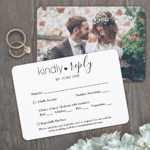 1 Photo Meal Options Simple Modern Minimal Wedding RSVP Card