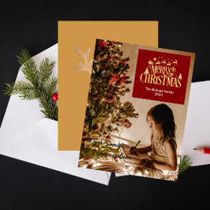 1 Photo Modern Merry Christmas Dear Santa Holiday Card
