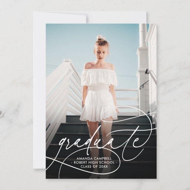 1 Photo Modern Minimalist Elegant Graduation Party Invitation (Front)