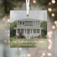 1 Photo New Home 1st Christmas Simple White Script