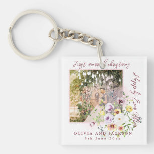 1 Photo Newlyweds 1st Married Christmas Pink Text Keychain