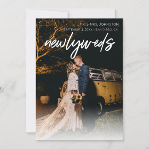 1 Photo Newlyweds Faire-part - Blanc