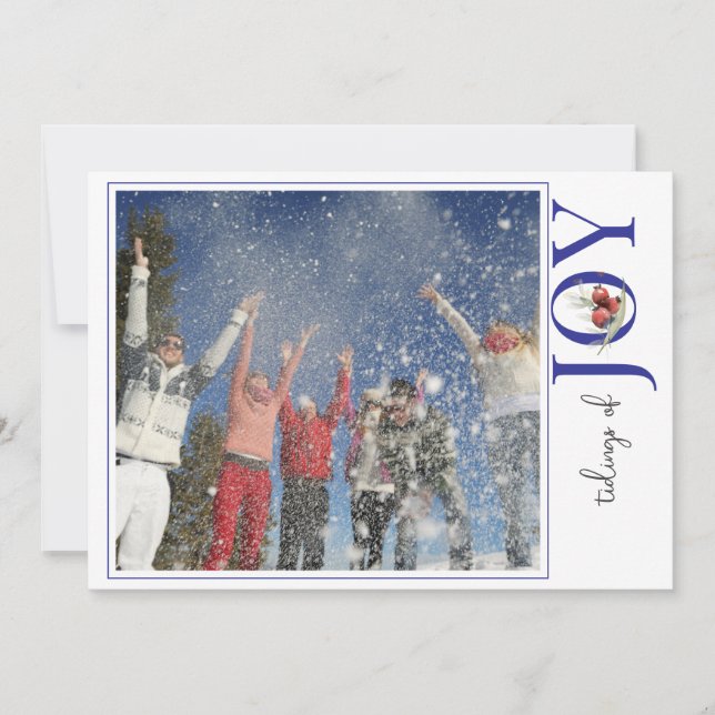 1 PHOTO on WHITE CHRISTMAS CARD - JOY  (Front)