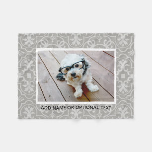 1 Photo with Farmhouse Tile Pattern and Text Fleece Blanket