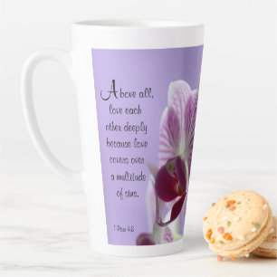1 Pierre 4:8 Orchidées Latte Mug