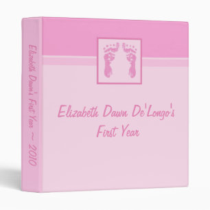 1" Pink Baby Foot Prints Photo Binder Scrapbook