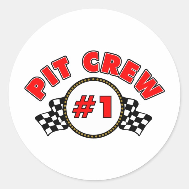 #1 Pit Crew Classic Round Sticker (Front)