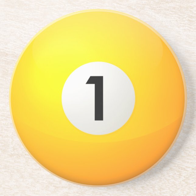 1 Pool Yellow Ball Coasters (Front)