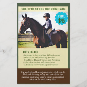 1 QR Code + Kids' Horse Riding Class Flyer
